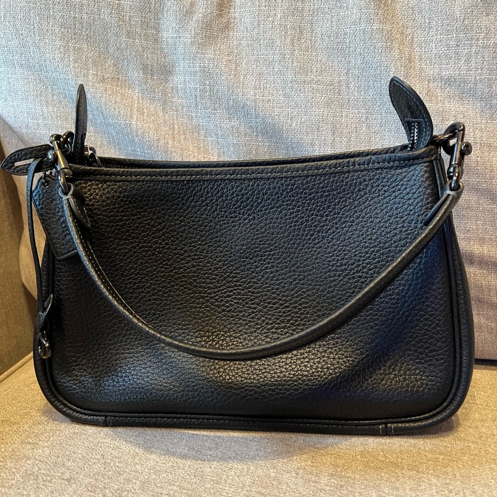 Coach Cary CC437 Black Pebble Leather Shoulder Crossbody Bag